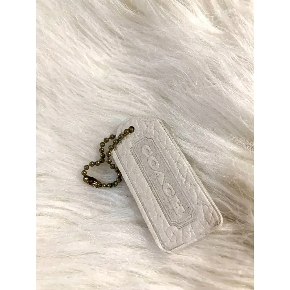 COACH SONOMA Parchment White Leather Vintage Lozenge Hang Tag Charm 2.25